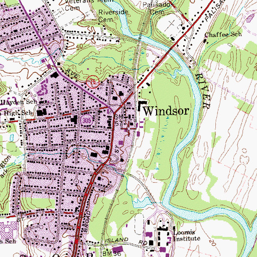 Topographic Map of Windsor Post Office, CT