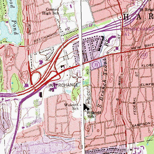 Topographic Map of Wolcott Park, CT