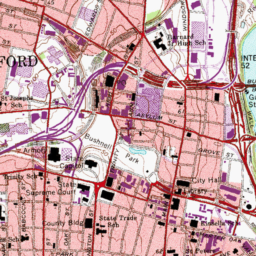 Topographic Map of YMCA, CT