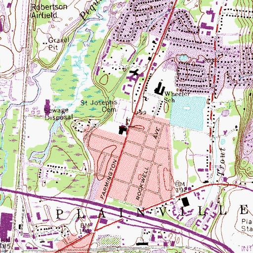 Topographic Map of YMCA, CT