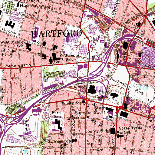 Topographic Map of YWCA, CT