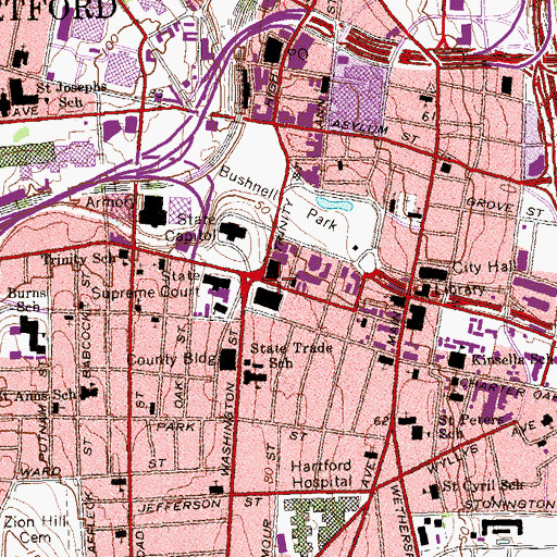 Topographic Map of Constitution Plaza, CT