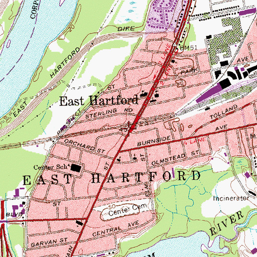 Topographic Map of Engine Company 15 Fire Station, CT
