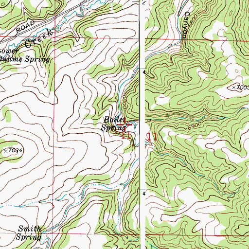 Topographic Map of Boiler Spring, CO