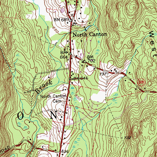 Topographic Map of North Canton Community United Methodist Church, CT