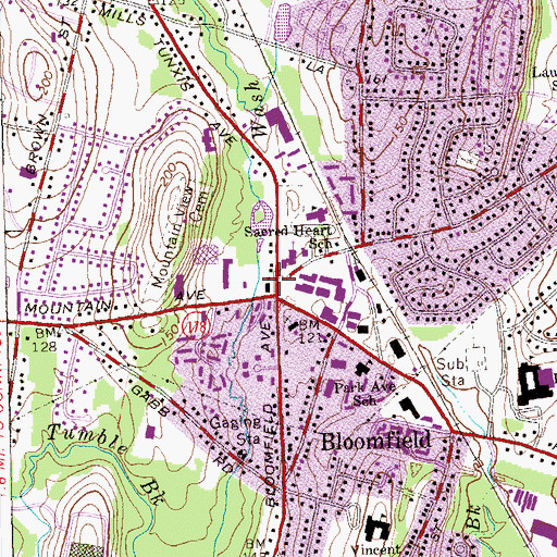 Topographic Map of Prosser Public Library, CT