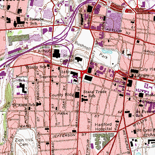 Topographic Map of Second Church of Christ Scientist, CT