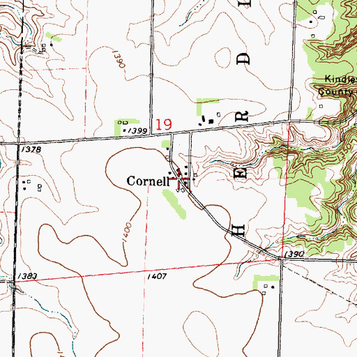 Topographic Map of Cornell Post Office (historical), IA