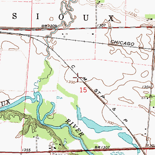 Topographic Map of Stouffer Memorial Wildlife Preserve, IA