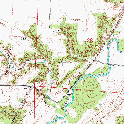 Topographic Map of Burr Area, IA