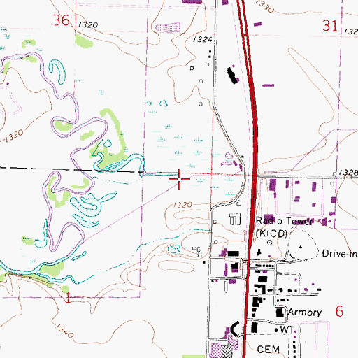 Topographic Map of Reiter Wildlife Area, IA