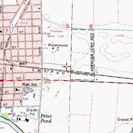 Topographic Map of Cardinal Field, IA