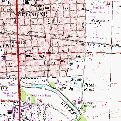 Topographic Map of Reynolds Elementary School, IA