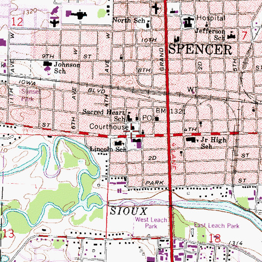 Topographic Map of Clay County Law Library, IA