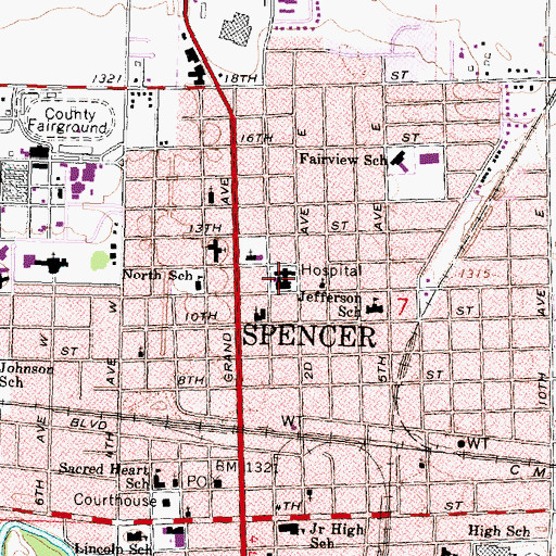 Topographic Map of Abben Cancer Center, IA