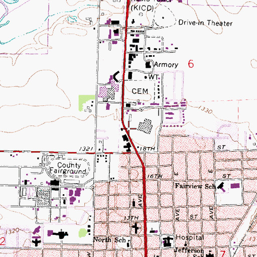 Topographic Map of Mercy Family Care Spencer Center - North, IA