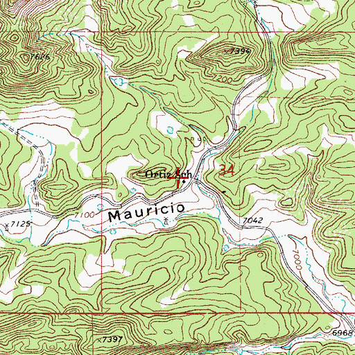 Topographic Map of Ortiz School, CO