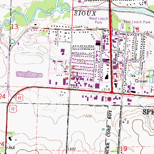 Topographic Map of Spencer Chiropractic Clinic, IA