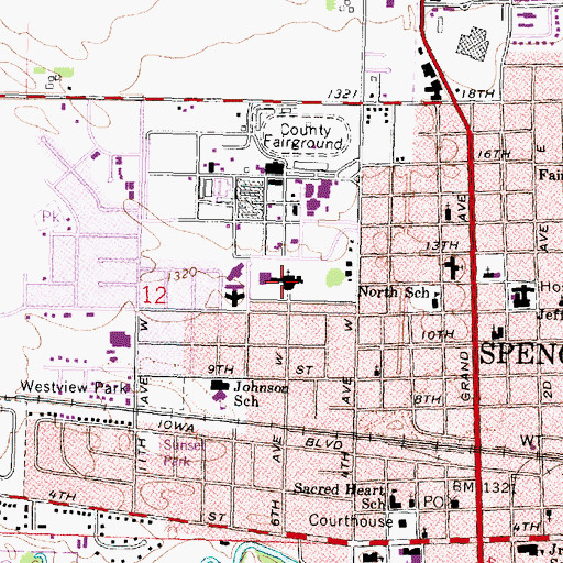 Topographic Map of Sacred Heart Catholic Church, IA