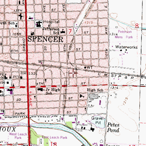 Topographic Map of Seventh Day Adventist Church, IA