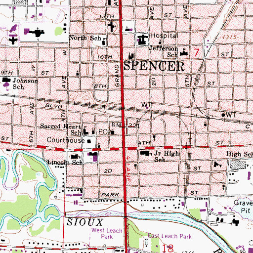 Topographic Map of Harvest Evangelical Free Church, IA