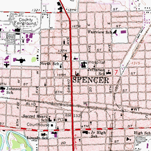Topographic Map of First English Lutheran Church, IA