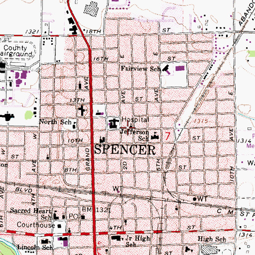Topographic Map of Assembly of God Church, IA