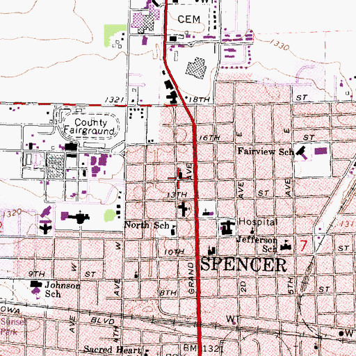 Topographic Map of Bethany Lutheran Church, IA