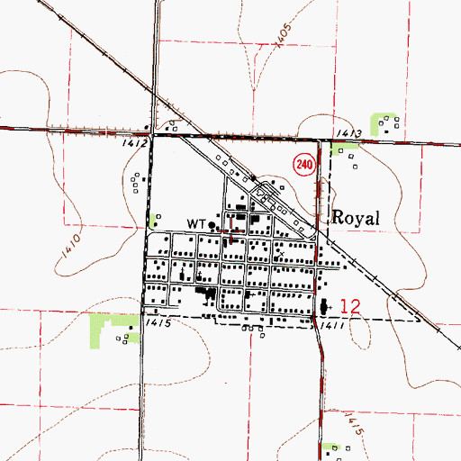 Topographic Map of Royal Post Office, IA