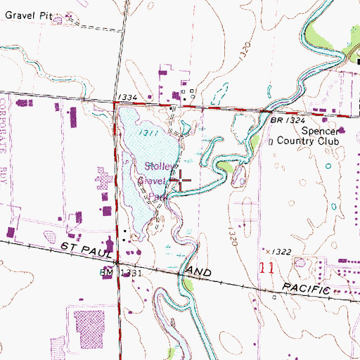 Topographic Map of Spencer Recreation Trail, IA