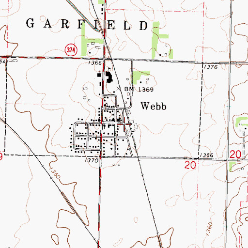 Topographic Map of Webb (historical), IA