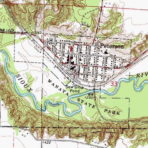 Topographic Map of Peterson Fire and Crisis Response Unit, IA