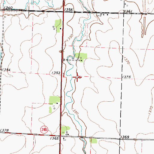 Topographic Map of Prairie Creek Cemetery, IA