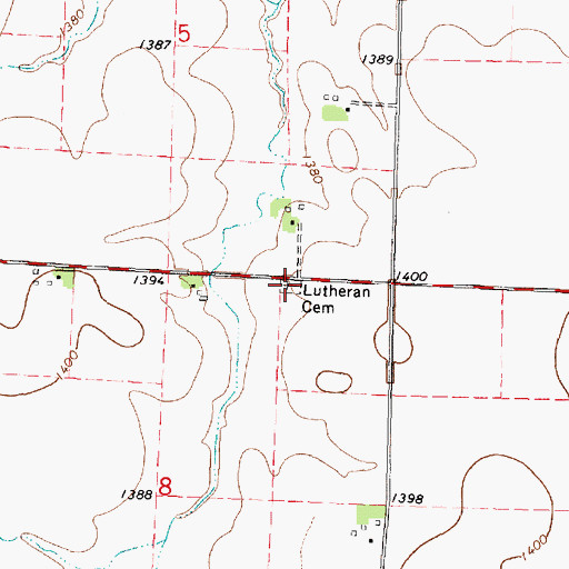 Topographic Map of Swedish Lutheran Cemetery, IA