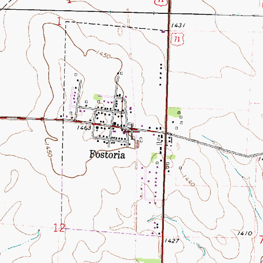 Topographic Map of Fostoria (historical), IA