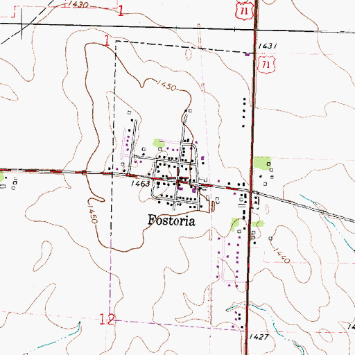 Topographic Map of Fostoria Post Office, IA