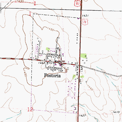 Topographic Map of Fostoria Cooperative Elevator, IA