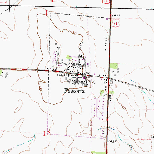 Topographic Map of Fostoria City Hall, IA