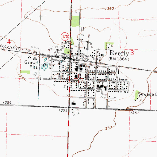 Topographic Map of Everly City Hall, IA