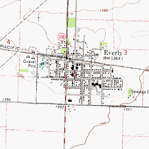 Topographic Map of Everly Post Office, IA