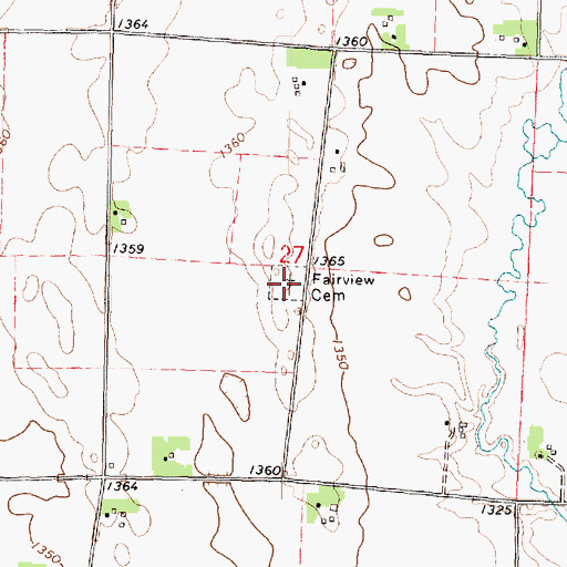 Topographic Map of Fairview Cemetery, IA