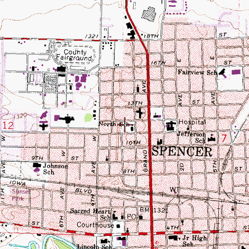 Topographic Map of North School Park, IA