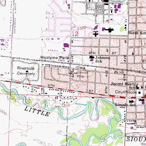 Topographic Map of Sunset Park, IA