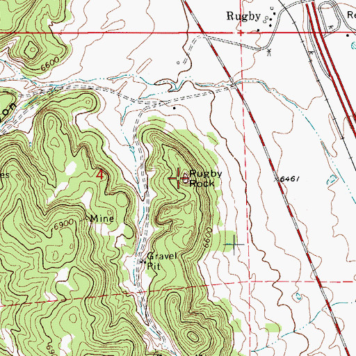 Topographic Map of Rugby Rock, CO