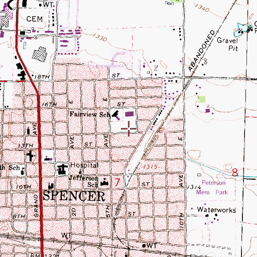 Topographic Map of Fairview Park, IA