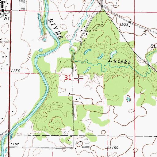 Topographic Map of Saylor Timber Area, IA