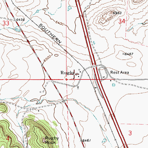Topographic Map of Rugby, CO
