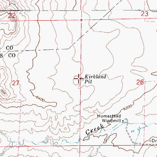 Topographic Map of Kirkland Pit, CO