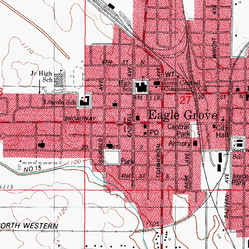 Topographic Map of Eagle Grove Memorial Library, IA