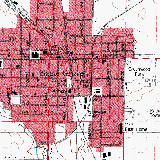 Topographic Map of Eagle Grove Police Department, IA